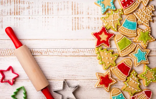 Star, cookies, form, New year, Board, Christmas, figures, cakes