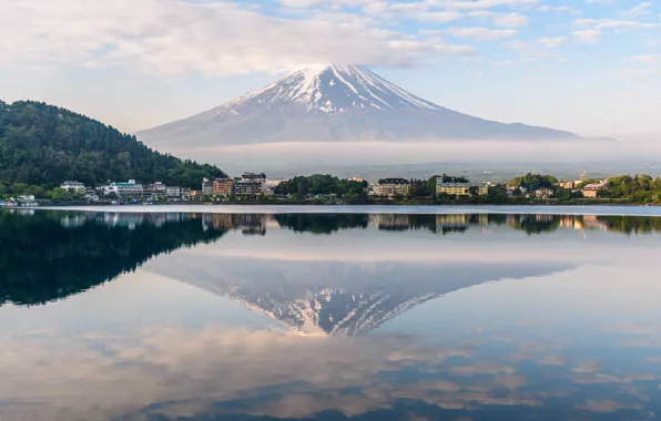 Download wallpaper Nature, Reflection, Lake, Japan, Mountain, Fuji ...