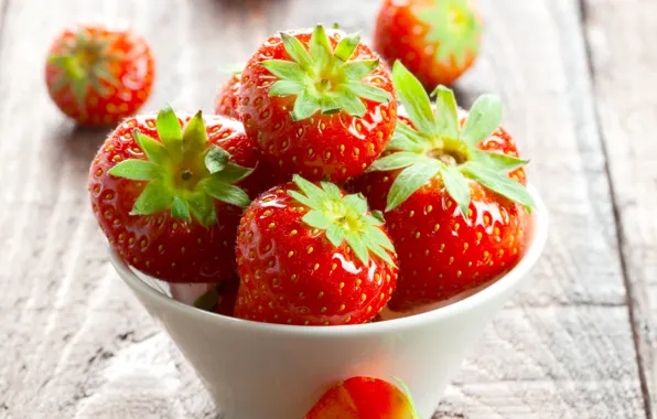 Summer, berries, table, strawberry, red, bowl