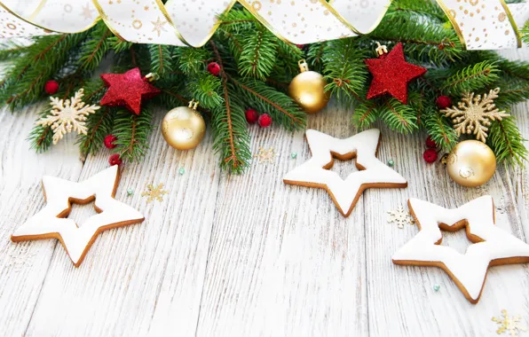 Decoration, New Year, Christmas, gifts, christmas, wood, merry, cookies