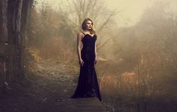 Eyes, girl, girl, black dress, eyes, black dress, under the bridge, under the bridge