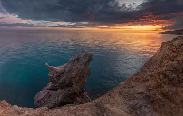 Sea, stones, beauty, dal, the evening, horizon, sunset, Mikhail Gaponov