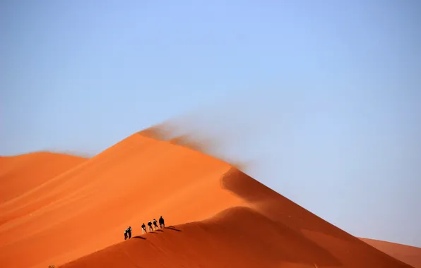 People, the wind, desert, barkhan, Sands