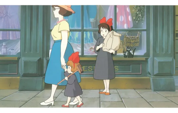 Street, surprise, package, the sidewalk, black cat, shop, showcase, MOP