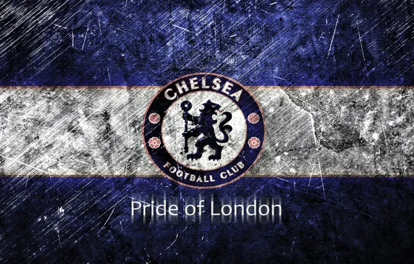 Picture blue, background, scratches, emblem, Chelsea, chelsea