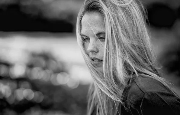 Girl, portrait, b/W, freckles, Europe, Luxembourg, Nadja, Mike Kremer