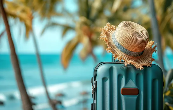 Sand, sea, wave, beach, summer, the sky, palm trees, shore