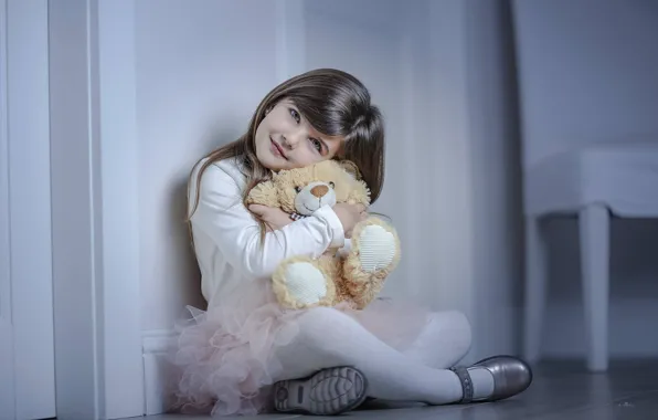 Picture mood, toy, girl, bear, Teddy bear, Alessandro Di Cicco