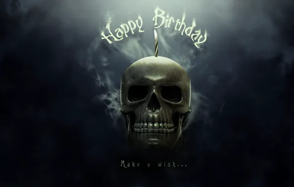 Picture smoke, skull, Happy Metal Birthday