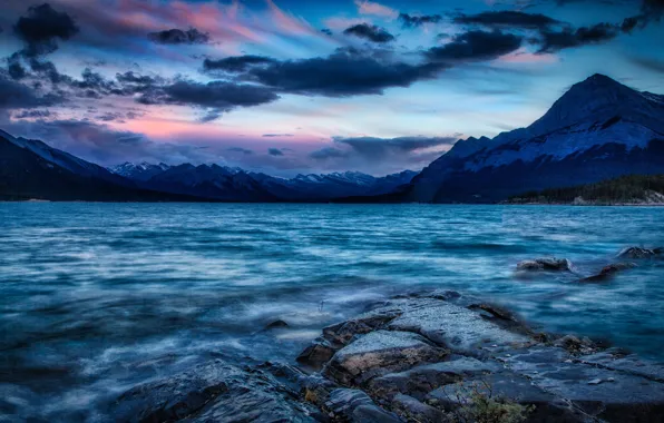 Picture forest, the sky, water, clouds, landscape, mountains, blue, clouds