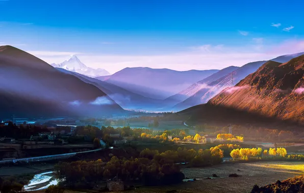 Mountains, valley, Tibet, Tibet, Xinduqiao