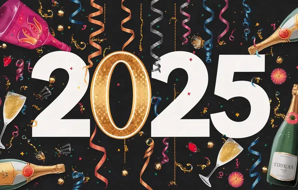 Figures, New year, date, 2025, AI art, neural network, New Year 2025