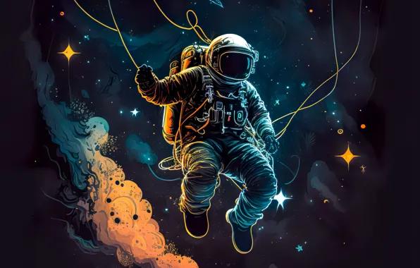 Picture Stars, The suit, Space, Loneliness, Astronaut, Astronaut, Spacewalk, Outer dark space