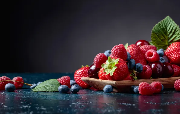 Berry, black, cherry, blueberry, dessert, berries, delicious, closeup