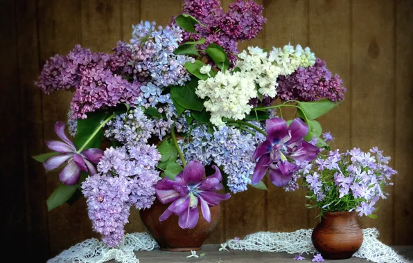 Bouquet, tulips, lilac, Phlox