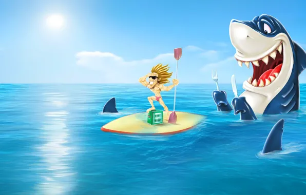 The ocean, Sea, Figure, People, Summer, Shark, Art, Board