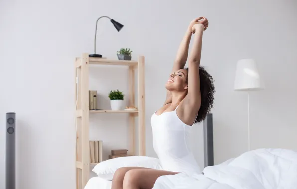 Picture Getting Up, woman, bed, elongation, new day