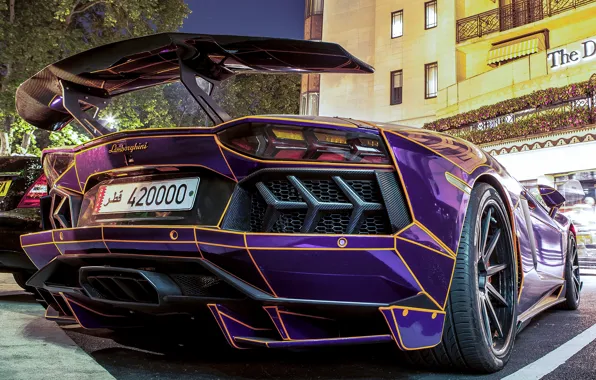 Picture Lamborghini, Street, Tron, LP700-4, Aventador, Back, Building, Parking
