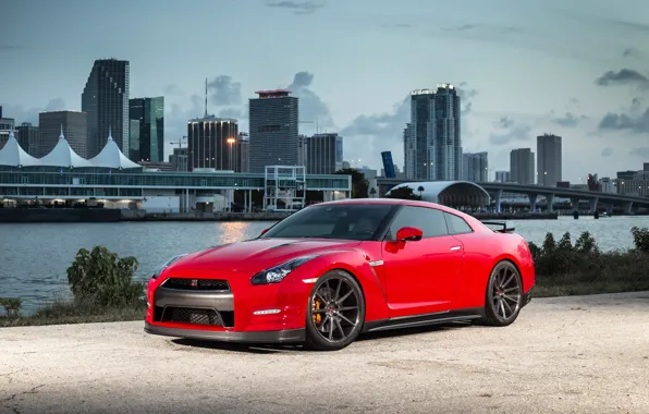 Picture GTR, Nissan, wheels, Red, Vossen, Precision Series