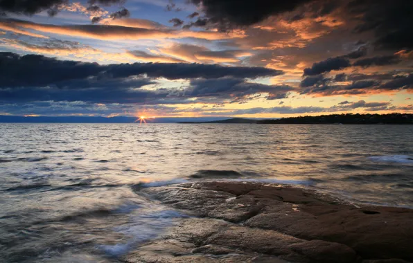 The sky, water, the sun