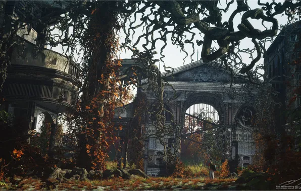 The building, people, arch, desolation, Abandoned Places part 2