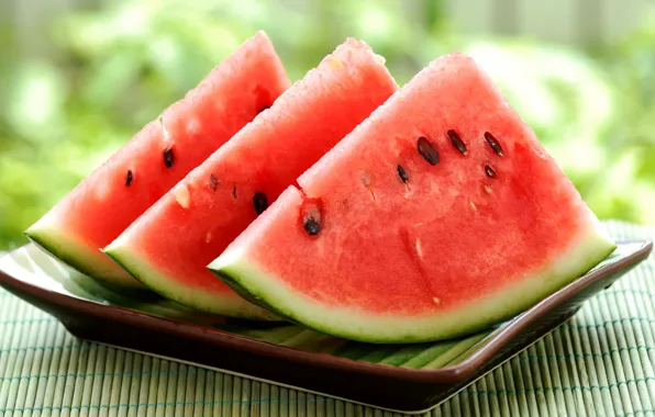 Picture summer, watermelon, plate, slices, watermelon