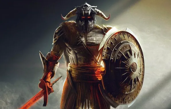Picture fantasy, art, Ares god of fire