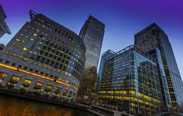 River, England, London, home, skyscrapers, the evening, view