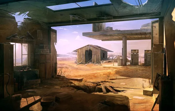 Picture sand, desert, building, dressing, art, devastation, the barn, ruins