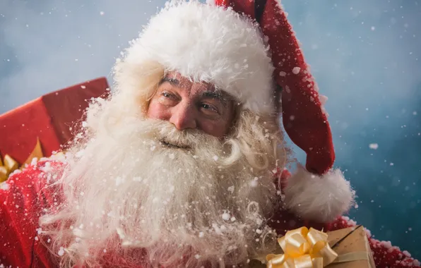 Winter, snow, New Year, Christmas, gifts, Santa Claus, happy, Santa Claus