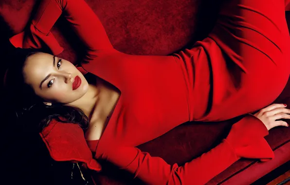 Look, girl, pose, style, red dress, Alla Korzh