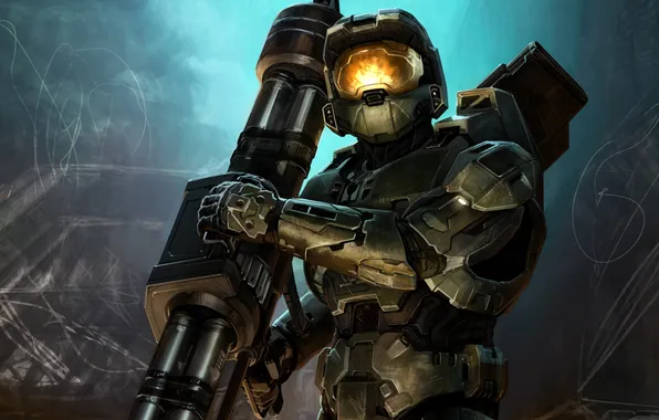 Picture reflection, weapons, soldiers, costume, Halo, armor