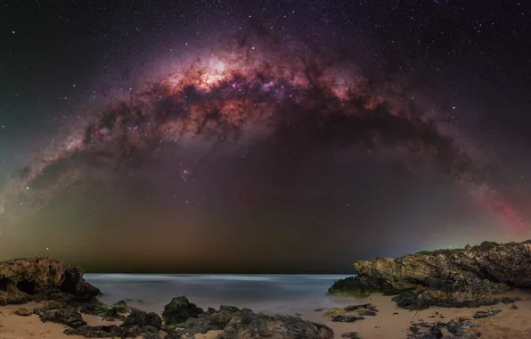 Sea, the sky, stars, landscape, night, nature, stones, rocks