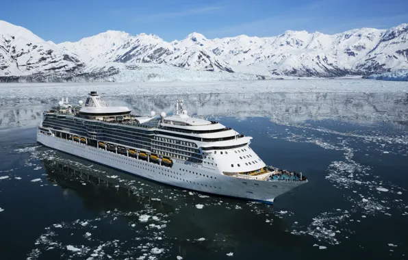 Winter, The ocean, Sea, Mountains, Liner, Ice, The ship, Royal Caribbean International