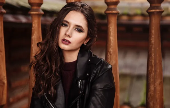 Look, girl, face, portrait, jacket, long hair, Disha Shemetova, DISHA Shemetova