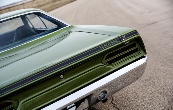 Picture close-up, 1970, Plymouth, rear, Road Runner, Plymouth Road Runner 440+6 Hardtop Coupe