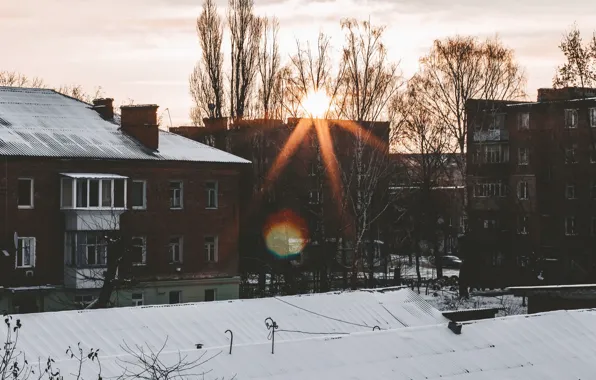 Picture a new day, dawn, orange, the city, home, light, morning, the sun