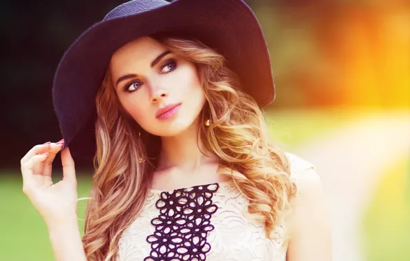 Face, background, model, hair, hat, beauty, curls, Tatiana