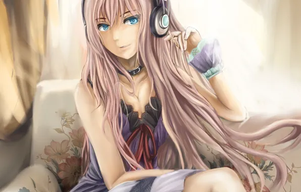 Picture girl, headphones, art, Vocaloid