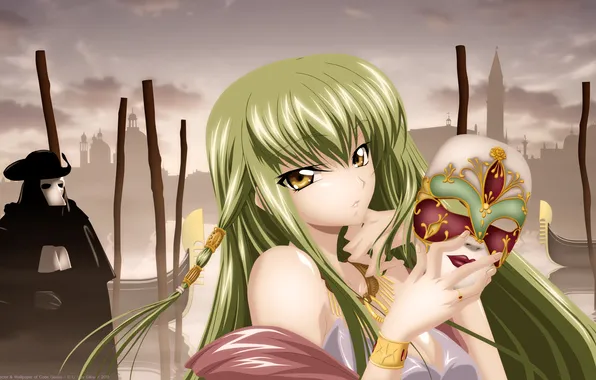 Picture girl, anime, mask, Code Geass, Venice
