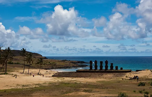 Picture sea, idols, idols, Sergey Dolya, Easter island