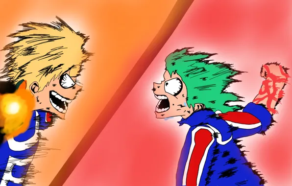 Anger, fight, guys, My Hero Academia, Boku No Hero Academy, My Hero Academy