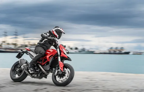 Motorcycle, Ducati, motorcyclist, promenade, 2015, Hypermotard