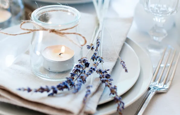 Picture flowers, candles, lavender