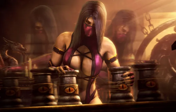 Picture chest, girl, the game, costume, mortal kombat, mileena, fighting