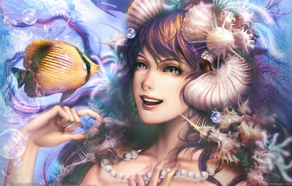 Picture girl, mermaid, fish, Wan Hsienwei