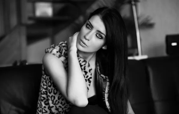 Picture look, pose, model, portrait, makeup, hairstyle, black and white, beauty