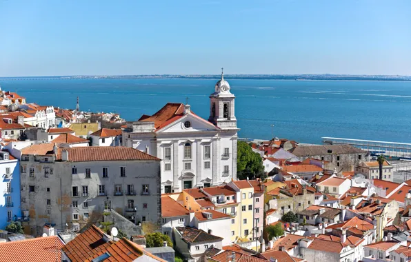 Picture sea, building, home, roof, Portugal, Lisbon, Portugal, Lisbon