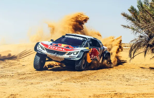 Sand, Sport, Speed, Skid, Peugeot, Red Bull, Rally, Rally