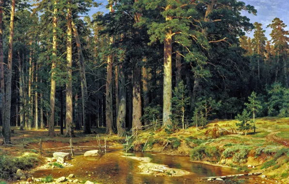 Forest, picture, Shishkin, Ship